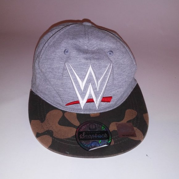 Genuine Snapback Adult Mens Womens Unisex Cap Hat WWE Wrestling Camo Gray Preown - Picture 4 of 16